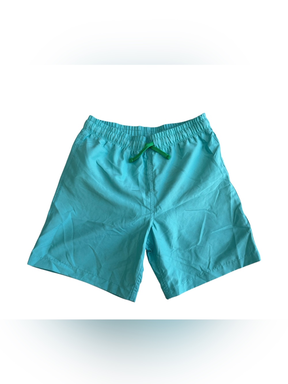 Primary Turquoise Swim Trunks with Green Drawstring, Size Youth 10